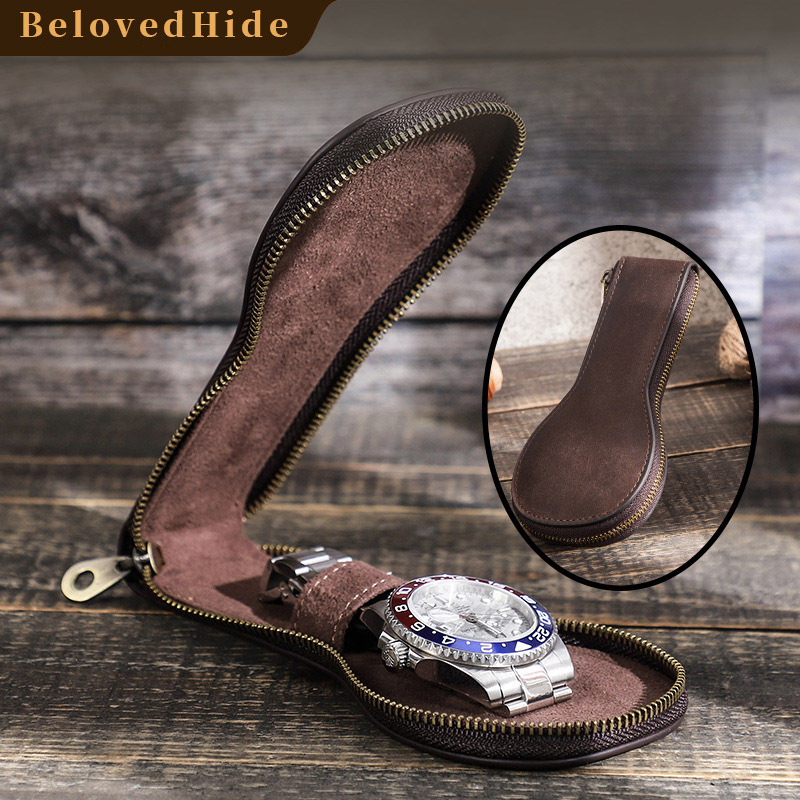 Single Watch Leather Pouch – Anti-Dust Vintage Storage