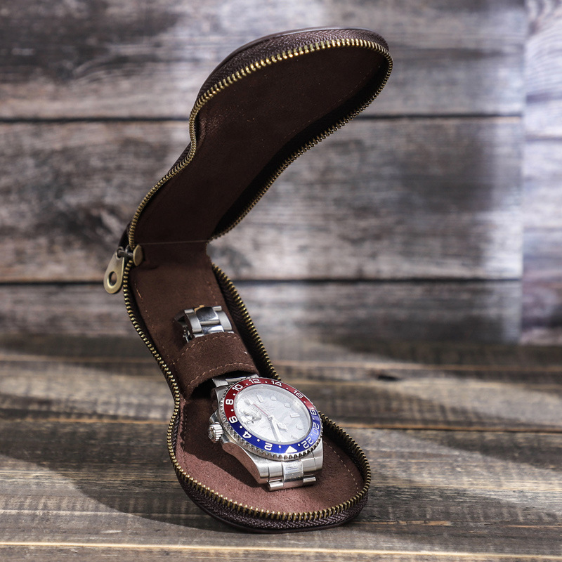 Single Watch Leather Pouch – Anti-Dust Vintage Storage