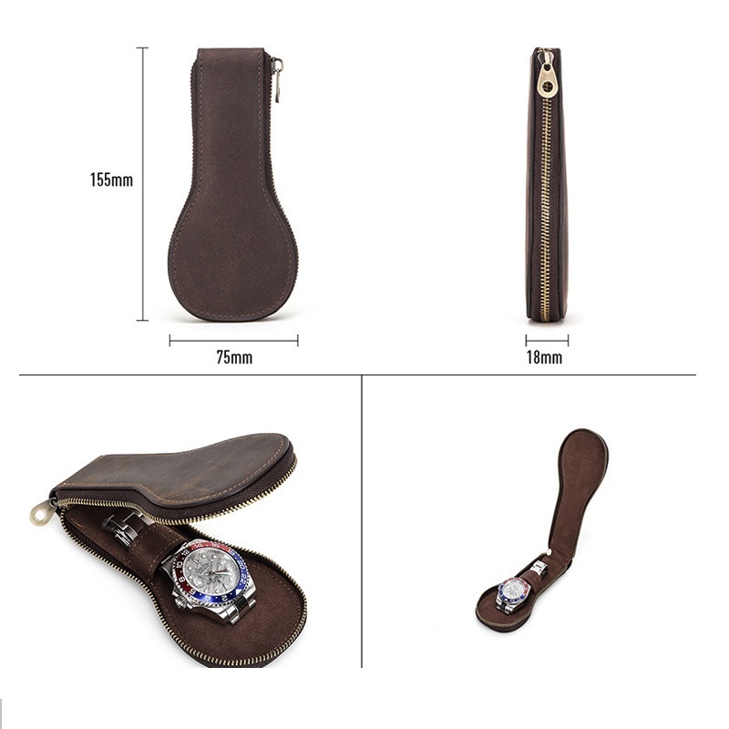Single Watch Leather Pouch – Anti-Dust Vintage Storage