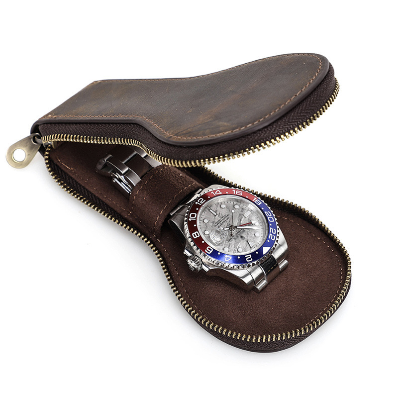 Single Watch Leather Pouch – Anti-Dust Vintage Storage