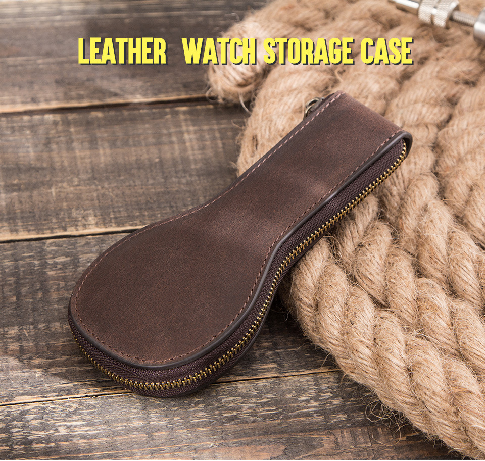 Single Watch Leather Pouch – Anti-Dust Vintage Storage