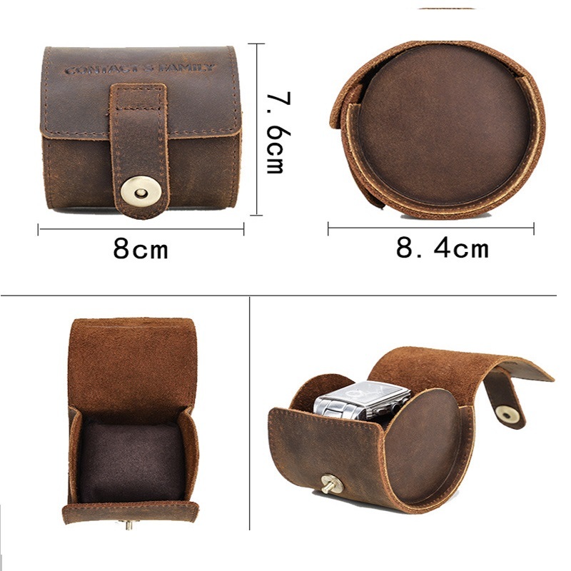Single Watch Leather Travel Case – Retro Cylinder Protector