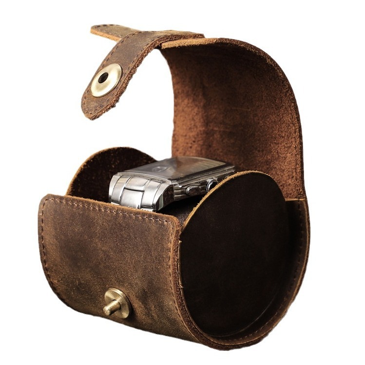 Single Watch Leather Travel Case – Retro Cylinder Protector