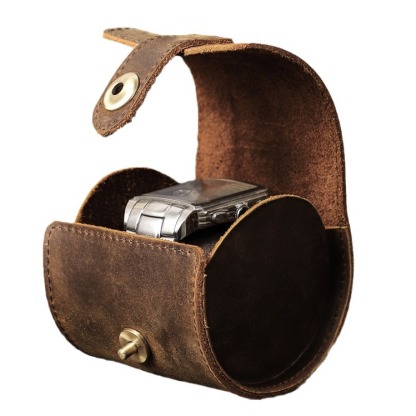 Single Watch Leather Travel Case – Retro Cylinder Protector