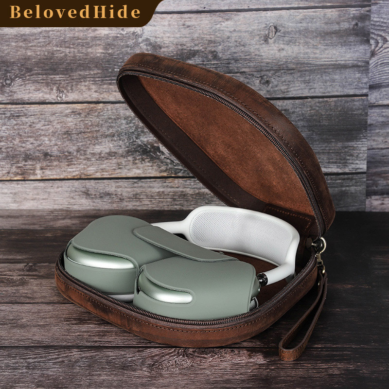 Leather AirPods Max Case with Wrist Strap – Headphone Travel Protector