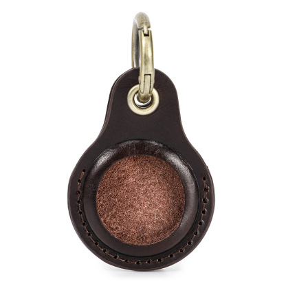 Coffee Brown Leather AirTag Holder - Pet Collar & Keychain