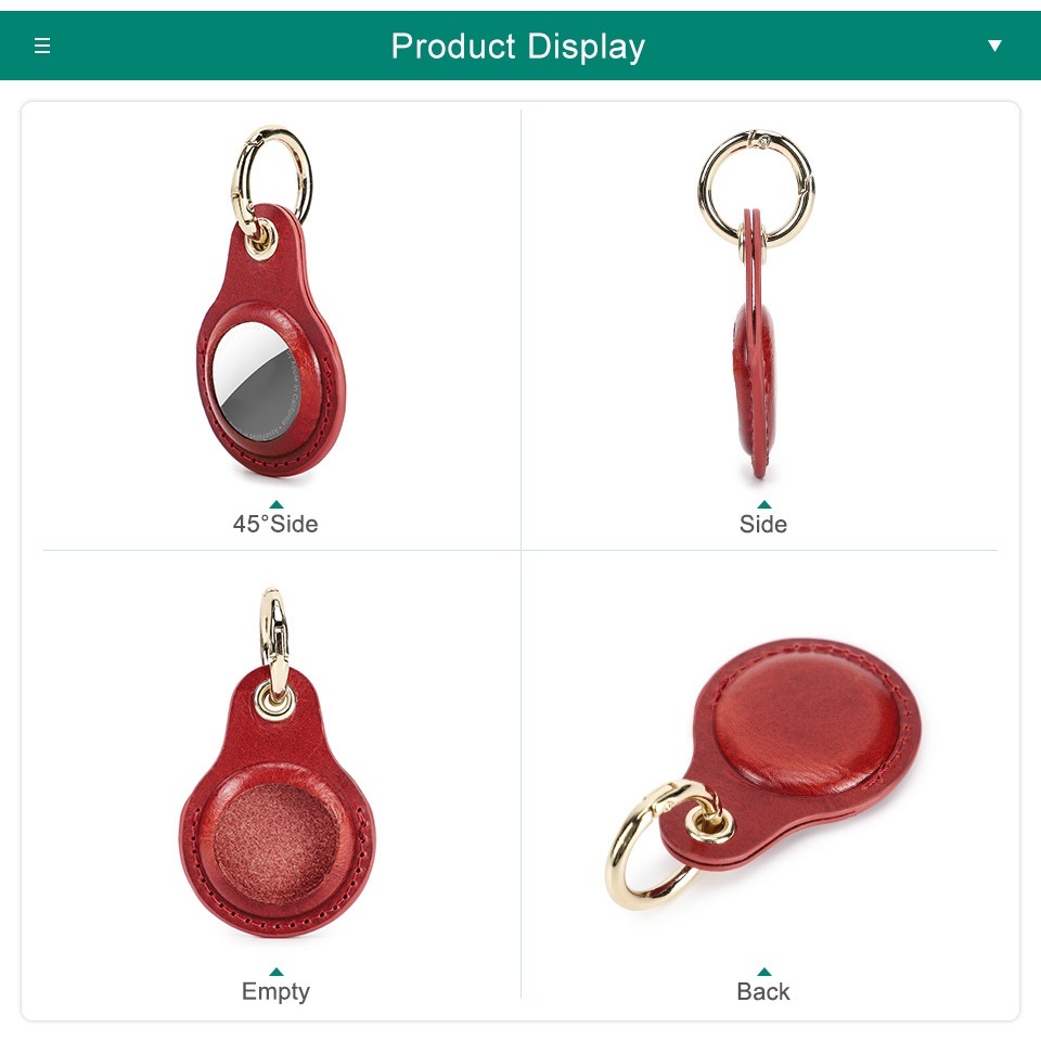Crimson Red Leather AirTag Holder - High-Vis Pet & Key Tracker