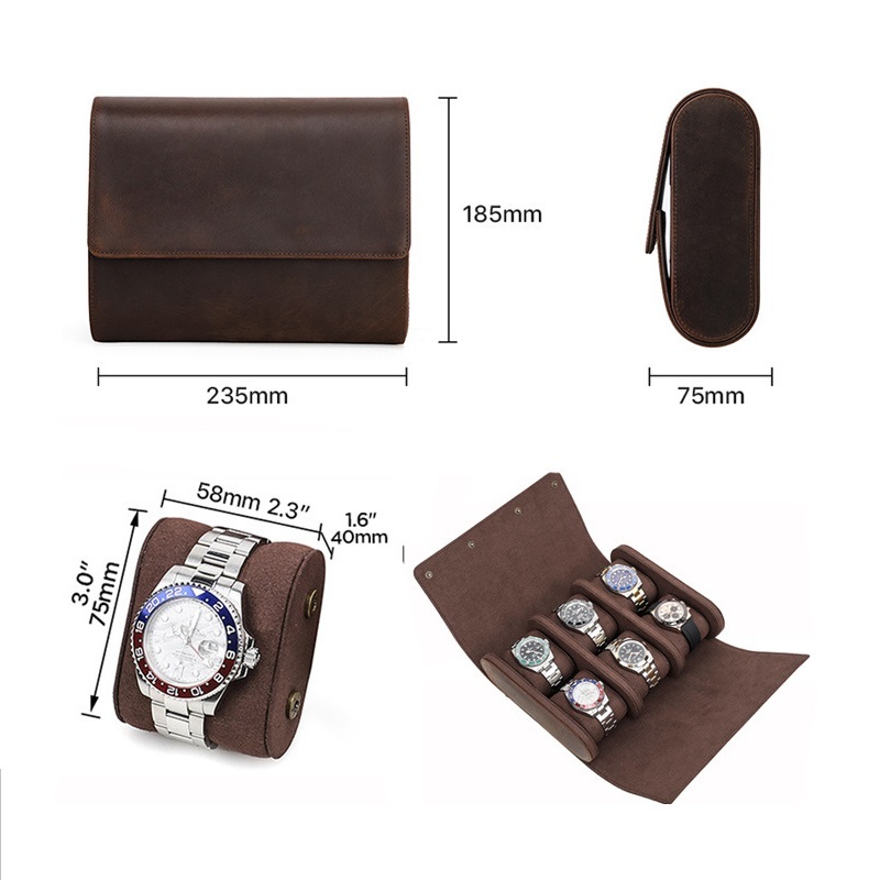 6-Watch Shockproof Leather Box – Vintage Collector’s Storage