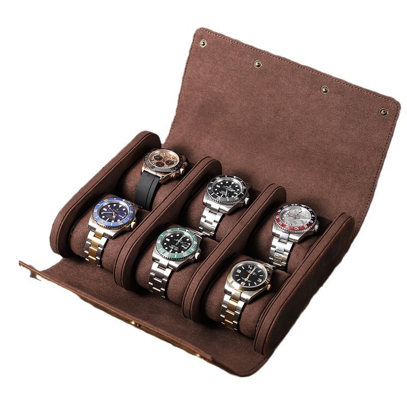 6-Watch Shockproof Leather Box – Vintage Collector’s Storage