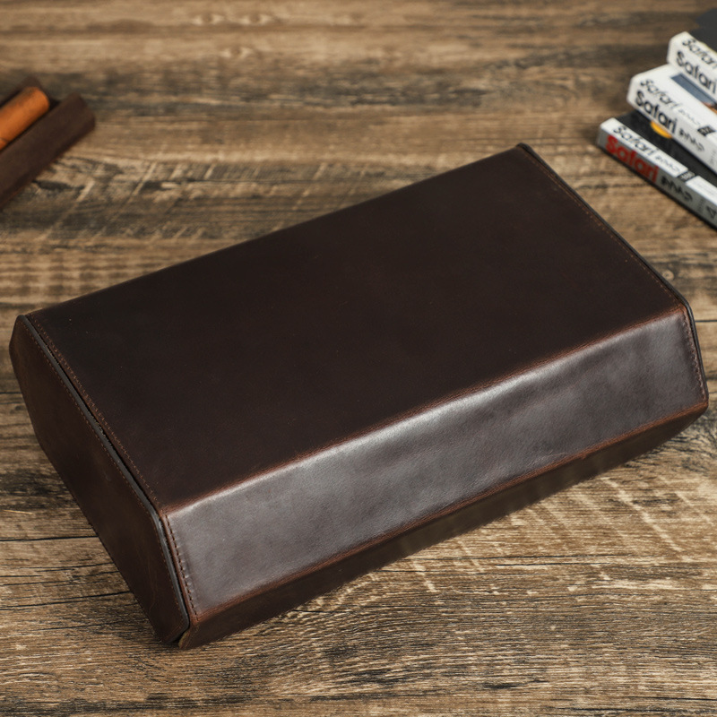 8-Watch Leather Travel Box – Handmade Vintage Storage for Luxury Watches
