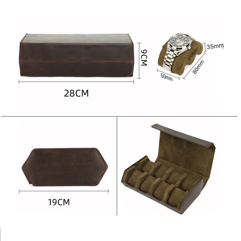 8-Watch Leather Travel Box – Handmade Vintage Storage for Luxury Watches