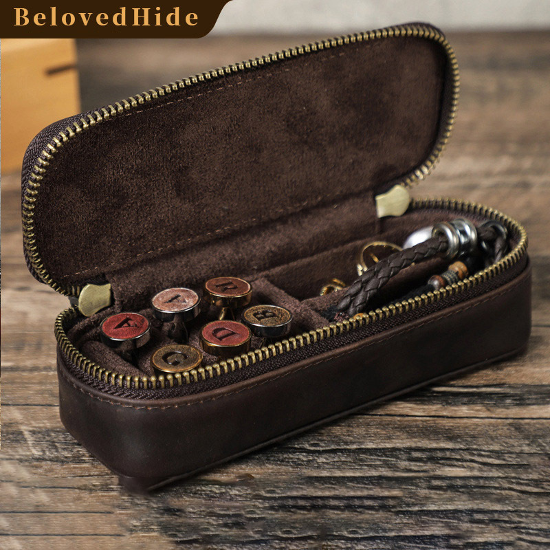 Zippered Travel Leather Jewelry Box – Multi-Layer Vintage Organizer