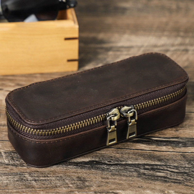 Zippered Travel Leather Jewelry Box – Multi-Layer Vintage Organizer
