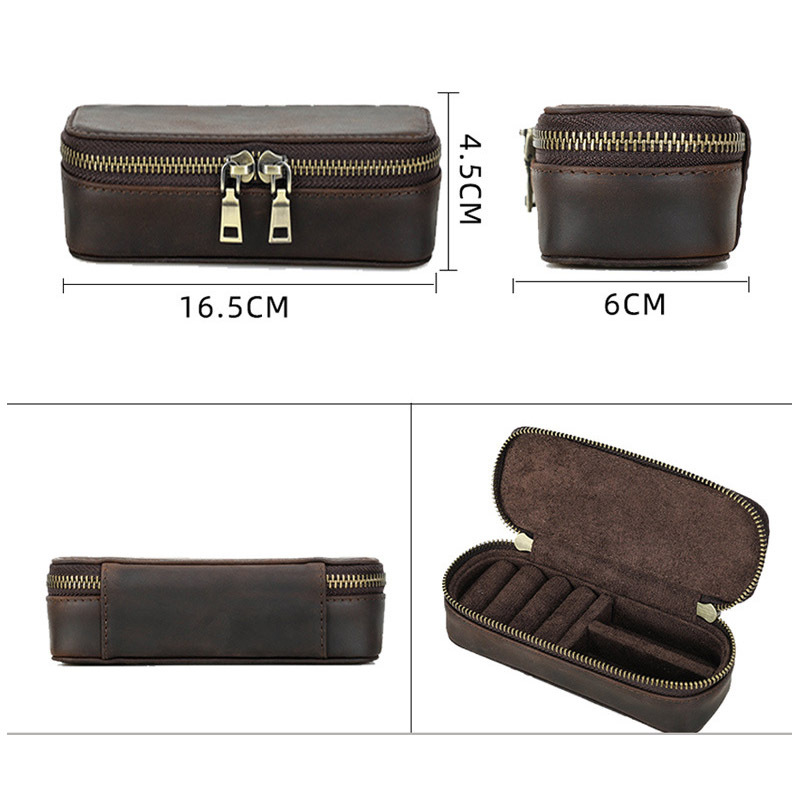 Zippered Travel Leather Jewelry Box – Multi-Layer Vintage Organizer