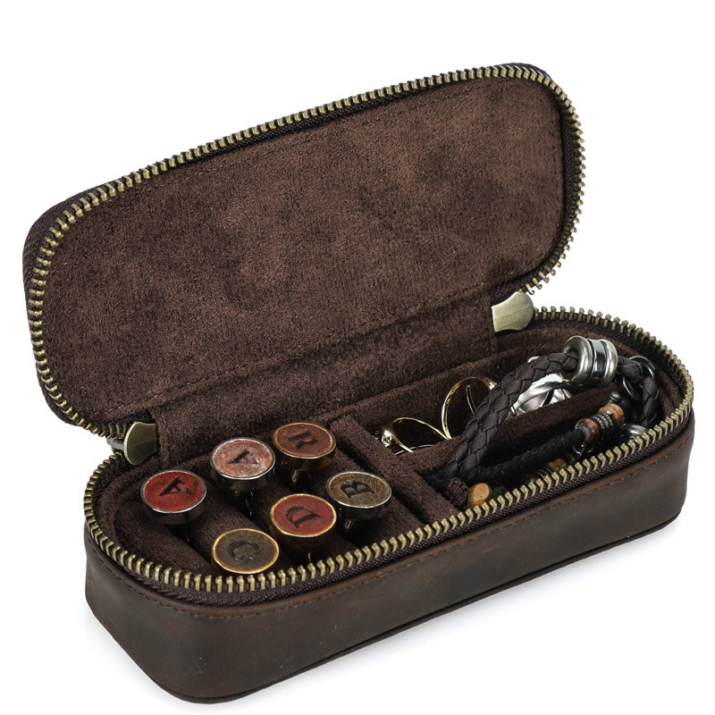 Zippered Travel Leather Jewelry Box – Multi-Layer Vintage Organizer