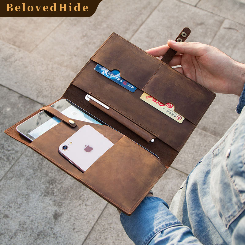 Vintage Leather iPad Mini Sleeve – 8.3" Snap-Closure Protector (Mini 5/6 Compatible)