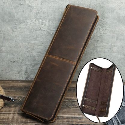 Travel-Friendly Leather Tie Organizer Box – Holds 2 Ties, Retro Design