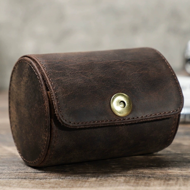 Anti-Wrinkle Leather Tie Box – Retro Compact Organizer (10.5x8cm)