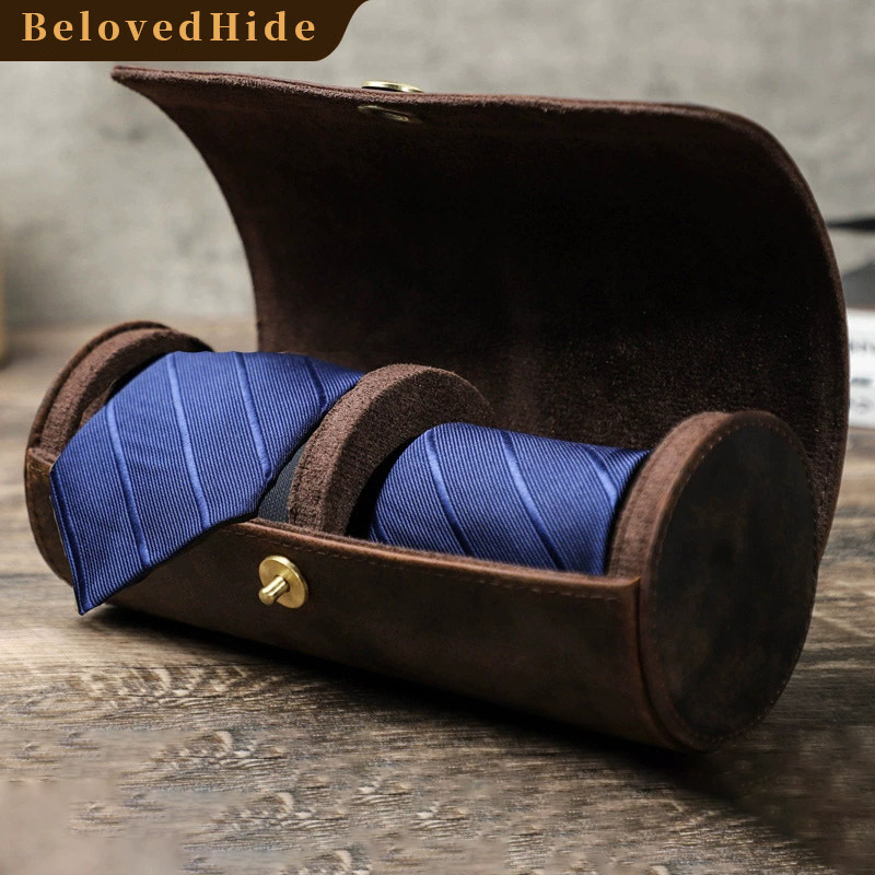 Luxury Leather Tie Organizer – Fashion-Forward Travel Case for 2 Ties