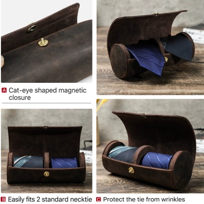 Luxury Leather Tie Organizer – Fashion-Forward Travel Case for 2 Ties