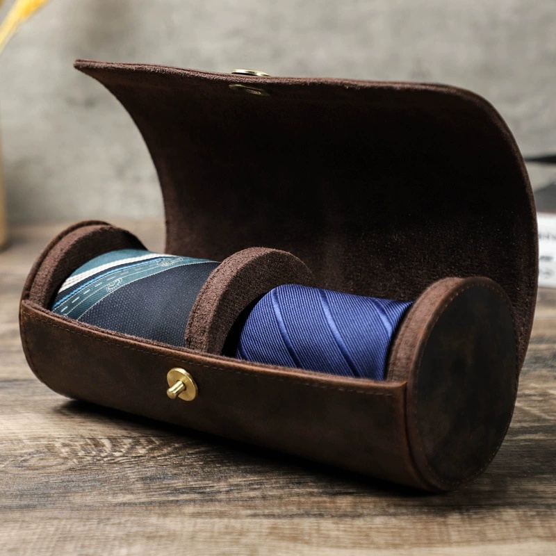 Luxury Leather Tie Organizer – Fashion-Forward Travel Case for 2 Ties