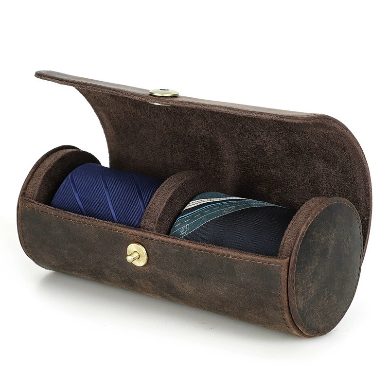 Luxury Leather Tie Organizer – Fashion-Forward Travel Case for 2 Ties
