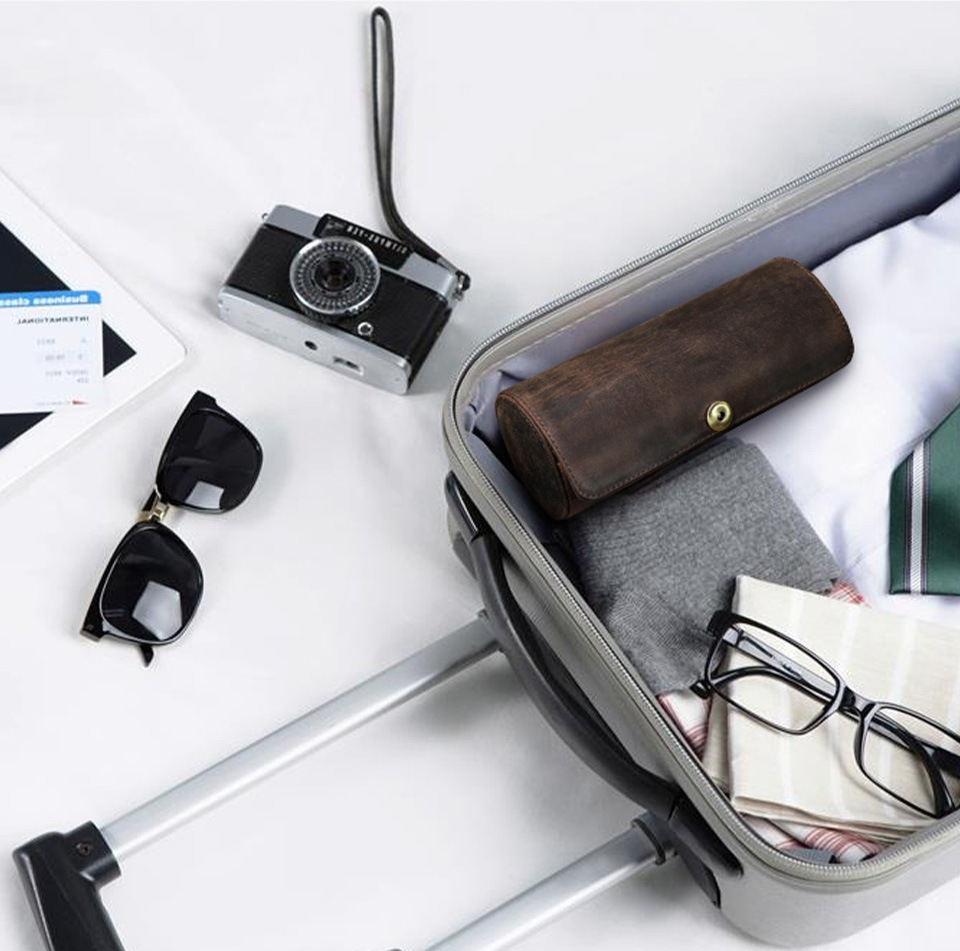 Anti-Wrinkle Leather Tie Box – Retro Compact Organizer (10.5x8cm)