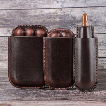 2-Cigar Leather Travel Case – Retro Humidifier & Protective Sleeve