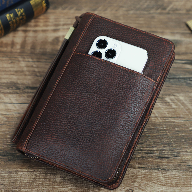 Wrist-Strap Leather Cigar Case – 5-Cigar Zippered Travel Pouch- Card Holder - Phone Holder