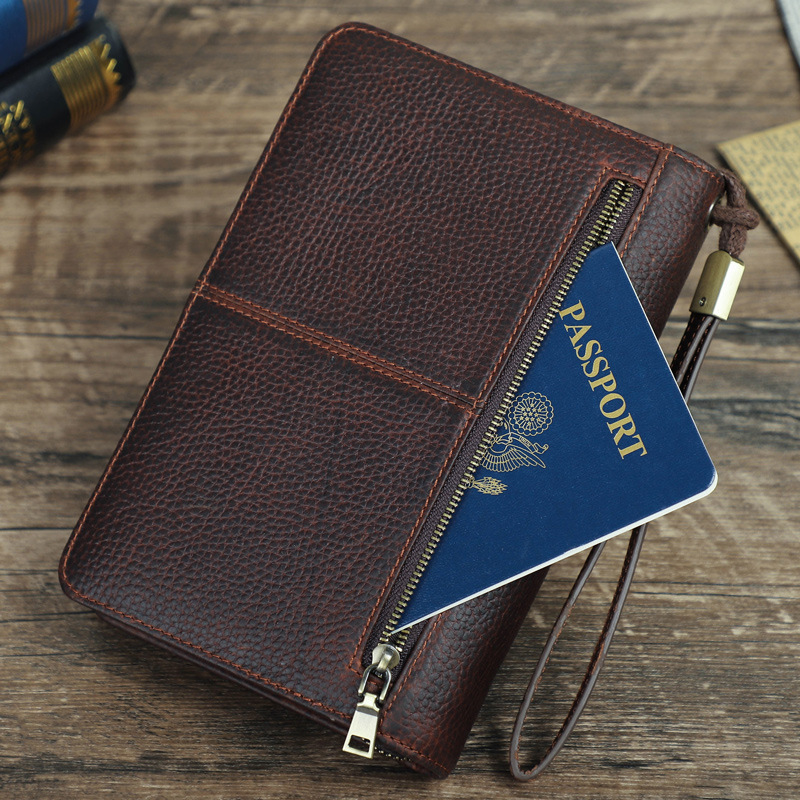 Wrist-Strap Leather Cigar Case – 5-Cigar Zippered Travel Pouch- Card Holder - Phone Holder