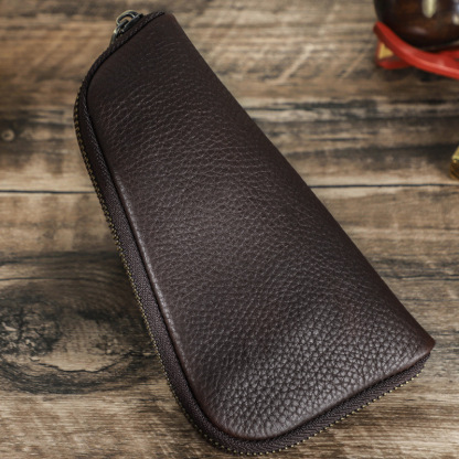 Travel Leather Pipe Case with Tobacco & Lighter Pockets – Vintage Organizer