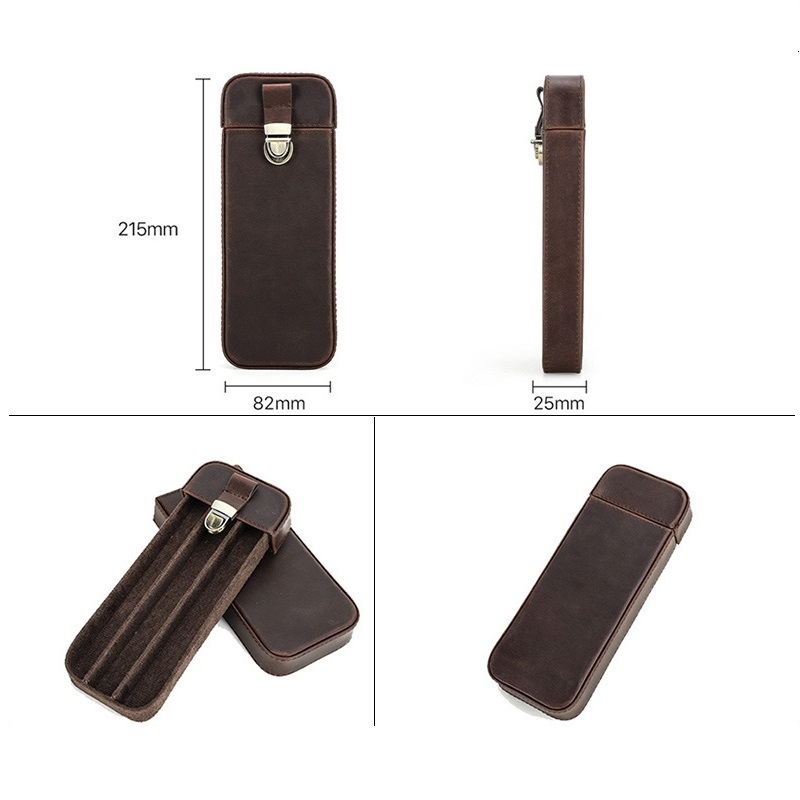 3-Cigar Leather Humidor Box – Locking Drawer & Vintage Design