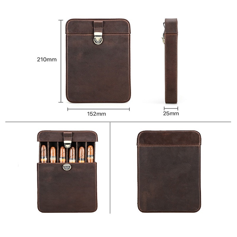 6-Cigar Leather Travel Humidor – Locking Drawer & Compact Build
