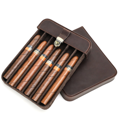 6-Cigar Leather Travel Humidor – Locking Drawer & Compact Build