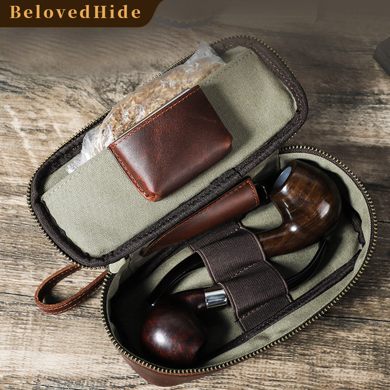 Retro Leather Pipe Case with Wrist Strap – Dual Pipe Protector (2-Pack)
