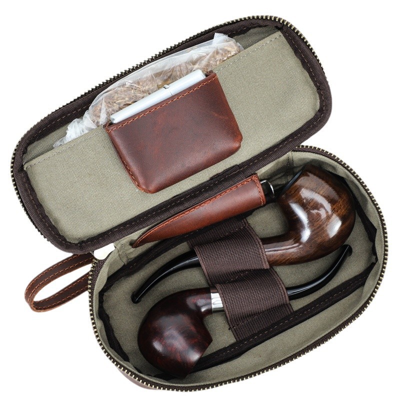Retro Leather Pipe Case with Wrist Strap – Dual Pipe Protector (2-Pack)