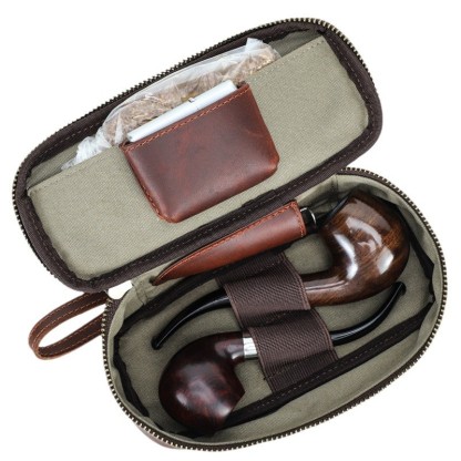 Retro Leather Pipe Case with Wrist Strap – Dual Pipe Protector (2-Pack)