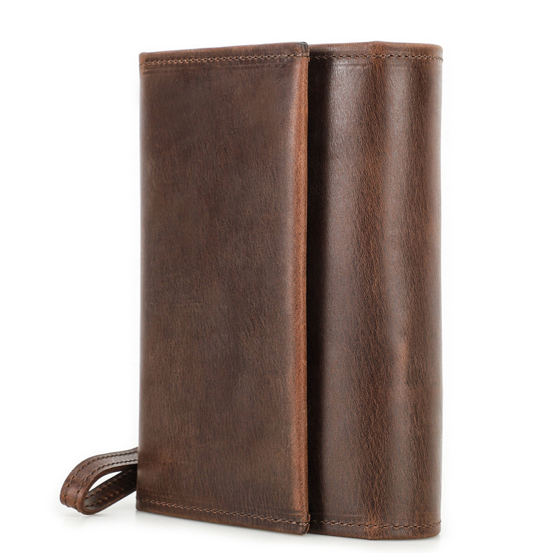 Tri-Fold Leather Pipe Case – Portable Tobacco Pouch with Wristband
