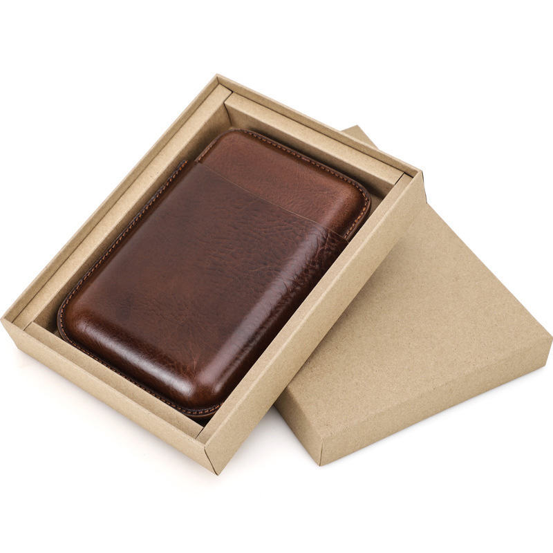 4-Cigar Leather Travel Case – Slim Retro Protector