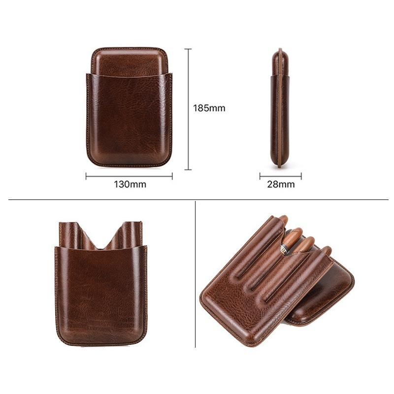 4-Cigar Leather Travel Case – Slim Retro Protector