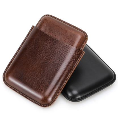4-Cigar Leather Travel Case – Slim Retro Protector