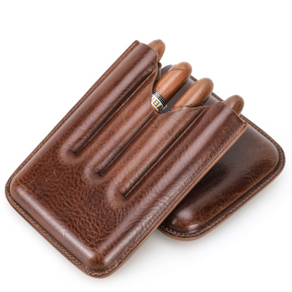 4-Cigar Leather Travel Case – Slim Retro Protector
