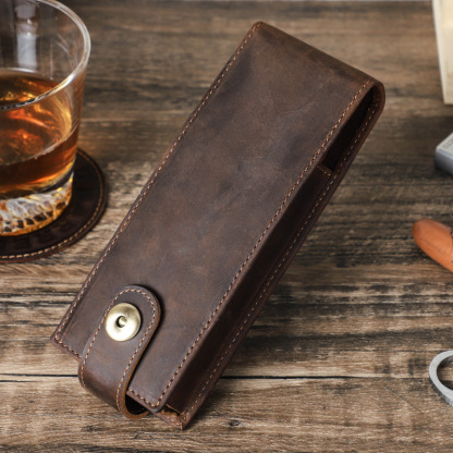 2-Cigar Leather Case with Cutter Slot – Vintage Travel Kit