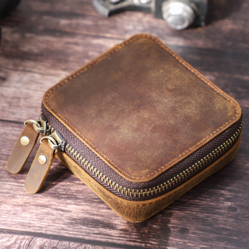 Retro Leather Jewelry Cube – Necklace & Earring Organizer for Daily Use