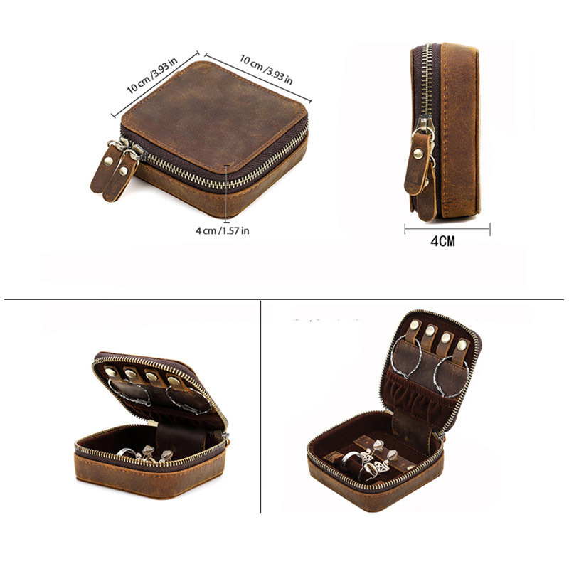 Retro Leather Jewelry Cube – Necklace & Earring Organizer for Daily Use