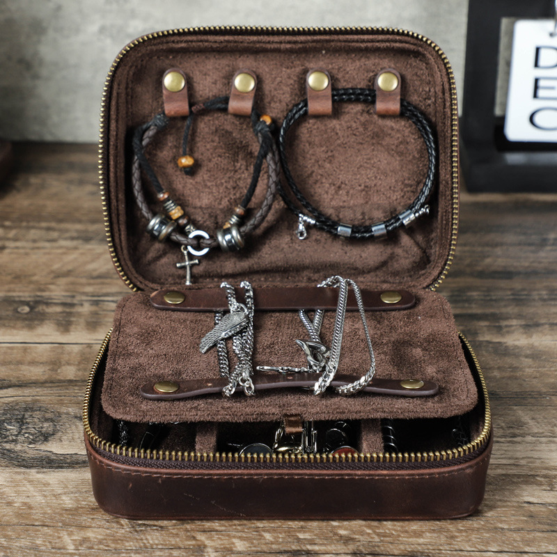 Multi-Function Leather Jewelry Organizer – Travel Ring & Bracelet Case