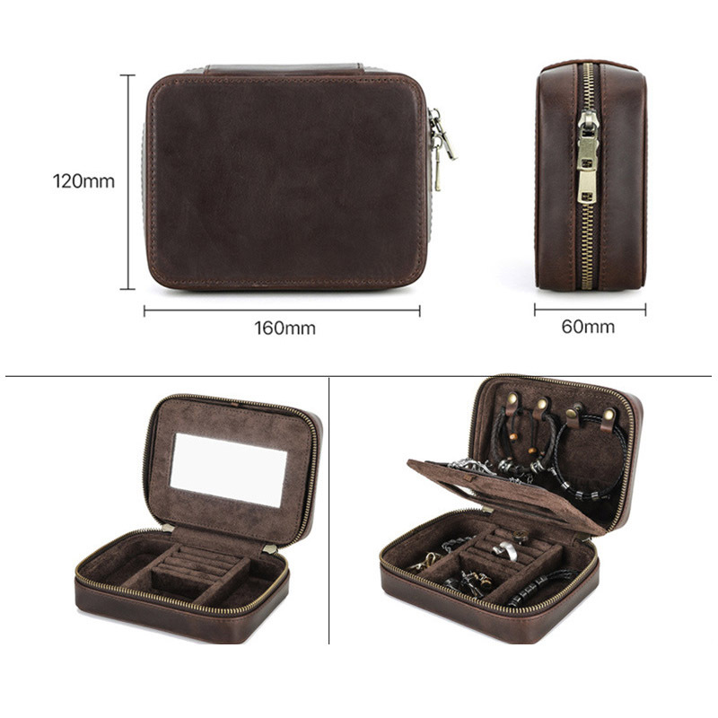 Multi-Function Leather Jewelry Organizer – Travel Ring & Bracelet Case