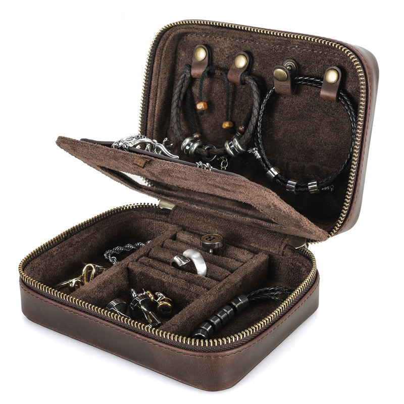 Multi-Function Leather Jewelry Organizer – Travel Ring & Bracelet Case