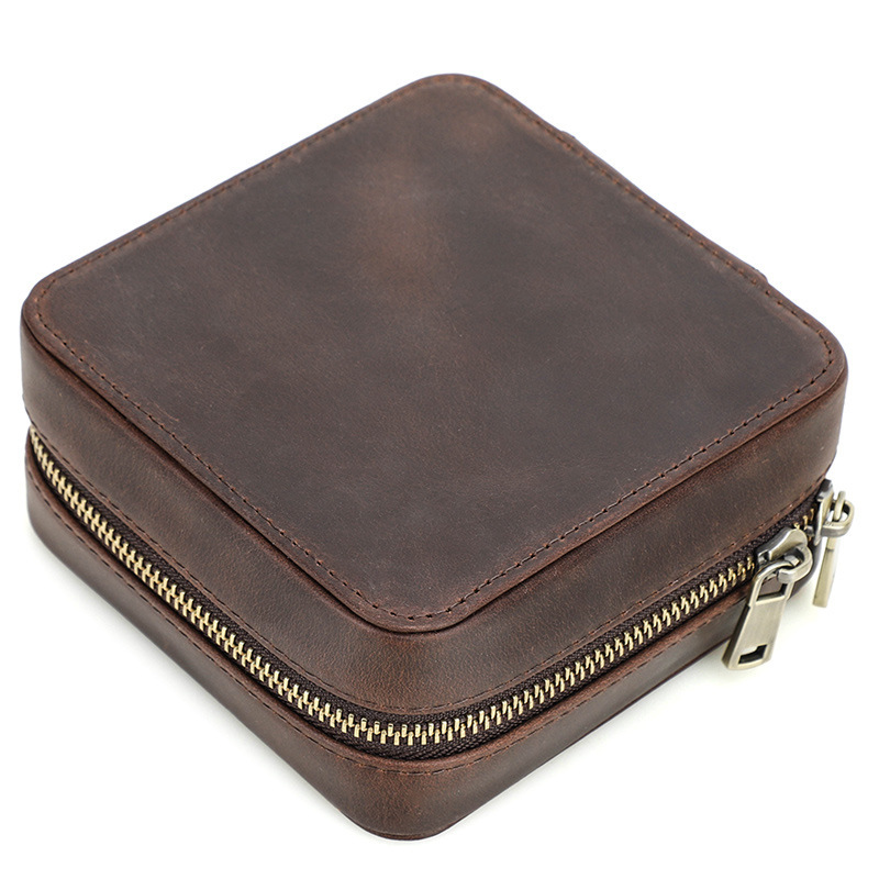 Leather Jewelry Box with Mirror – Vintage Earring & Necklace Organizer