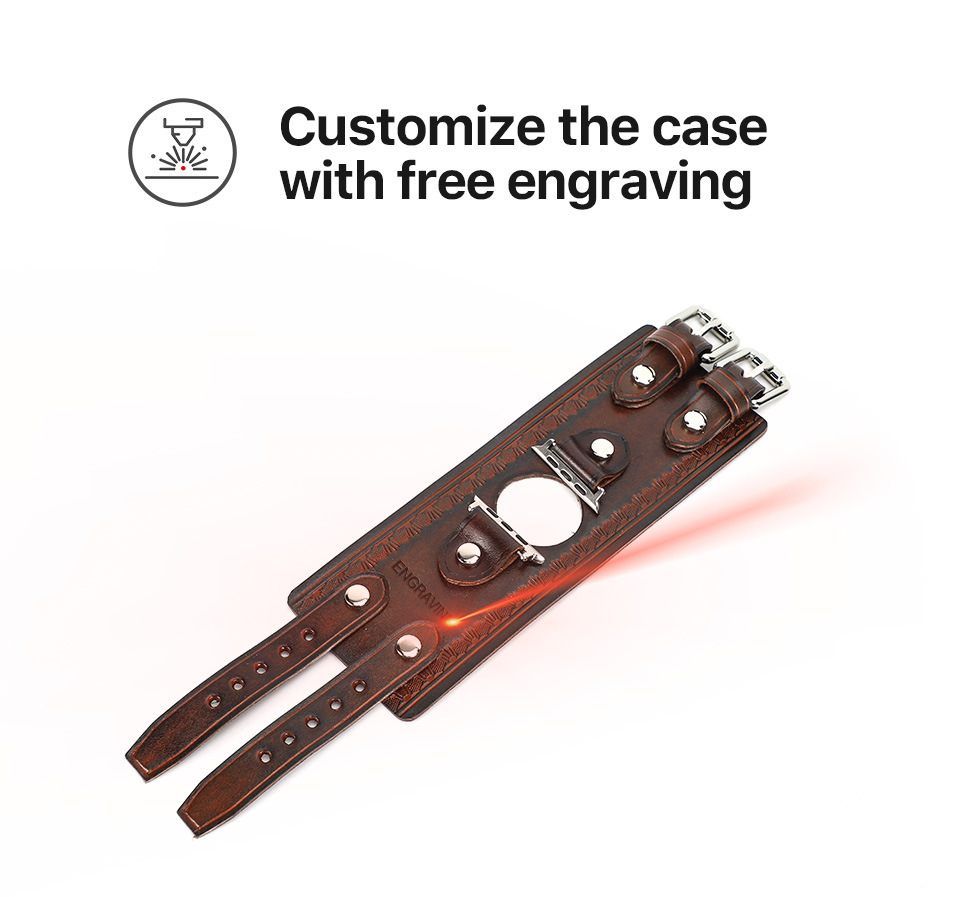 Coffee Leather Apple Watch Bands, Italian Double-Buckle Leather Watch Bands